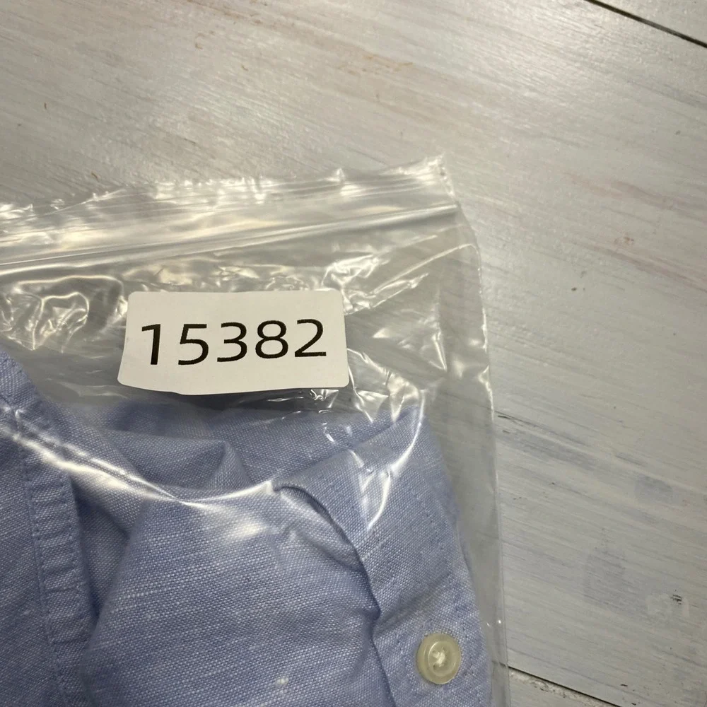 Banana Republic Shirt Mens M Blue Linen Cotton Slim Fit Long Sleeve Casual Work